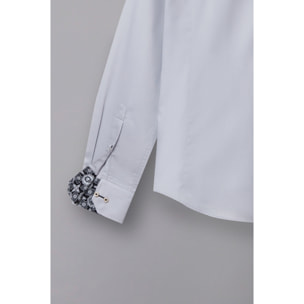 Camicia Uomo 1 Bottone Button Down Slim Satin Unito Grigio