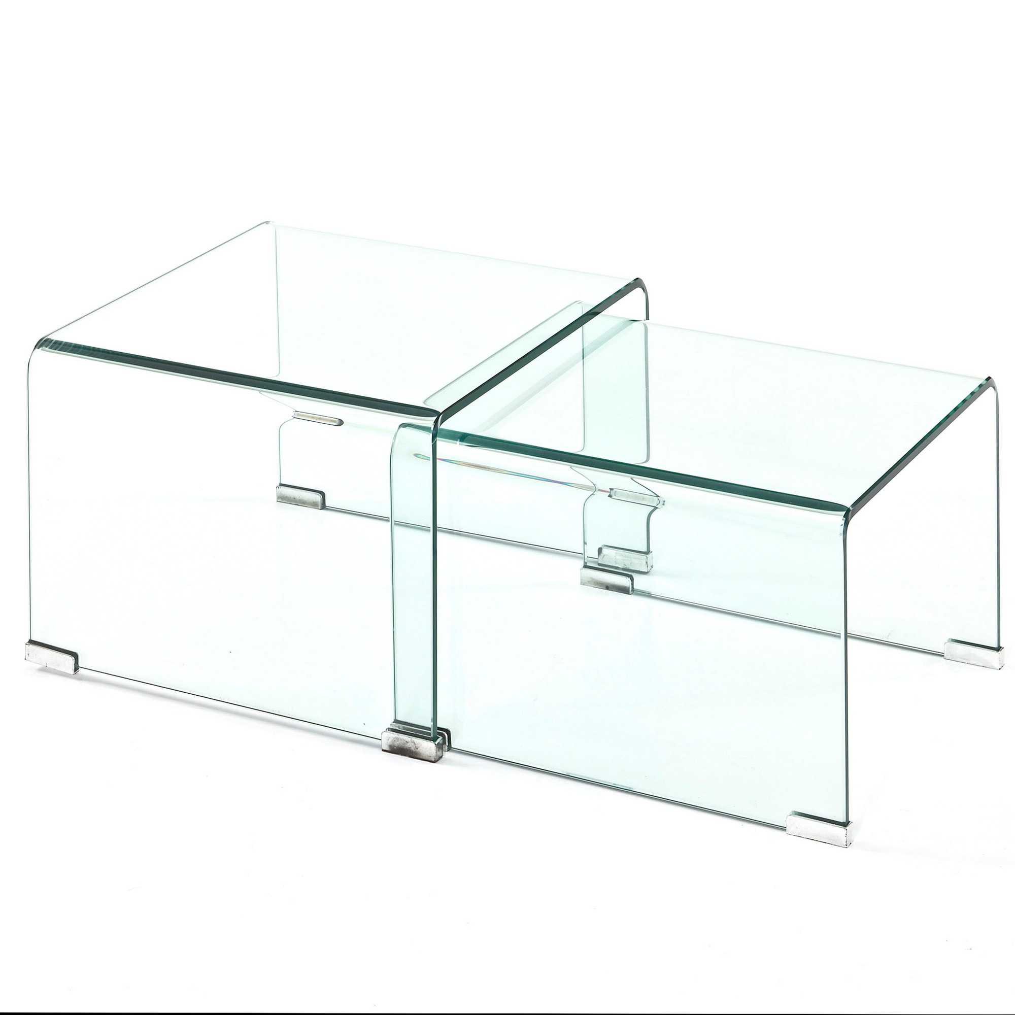 Lot de 2 tables basses Tomasucci CRISTALDOUBLE, en verre, 49 × 44,5 × 33 cm