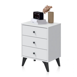 Mesita de noche Iconic Blanco Artik (Blanco Mate) - Negro