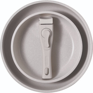 batería de cocina 10 pzs beige/mango extraíble,3 sartenes,2 cazos,tapas y utensilios/aluminio fundido revestimiento antiadherente