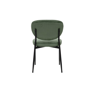 Chaises en tissu velours côtelé vert kaki et métal noir (lot de 2) BREKA