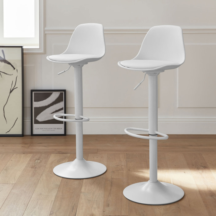 Tabouret de bar réglable simili cuir 61,5/83,5cm (lot de 2) NOAH