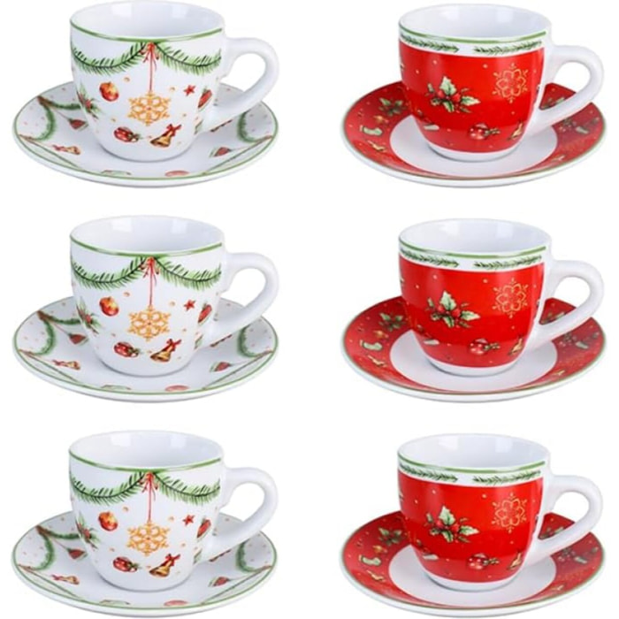 Set tazze Joy con piattini in porcellana