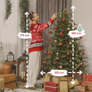 Sapin de Noël artificiel H.180cm épicéa grand réalisme 1660 branches piètement métal pliable vert