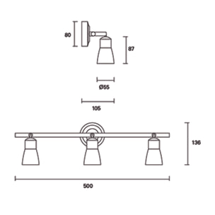 Forlight Proyector Ip20 Safran Triplex Gu10 8W Marrón 1649Lm