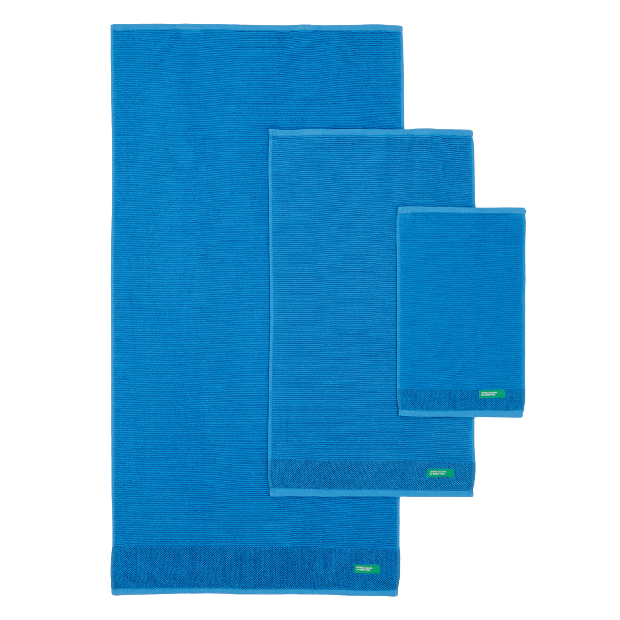 PACK DE 2 SET DE 3 TOALLAS DE BAÑO EN COLOR AZUL Y  VERDE - BENETTON