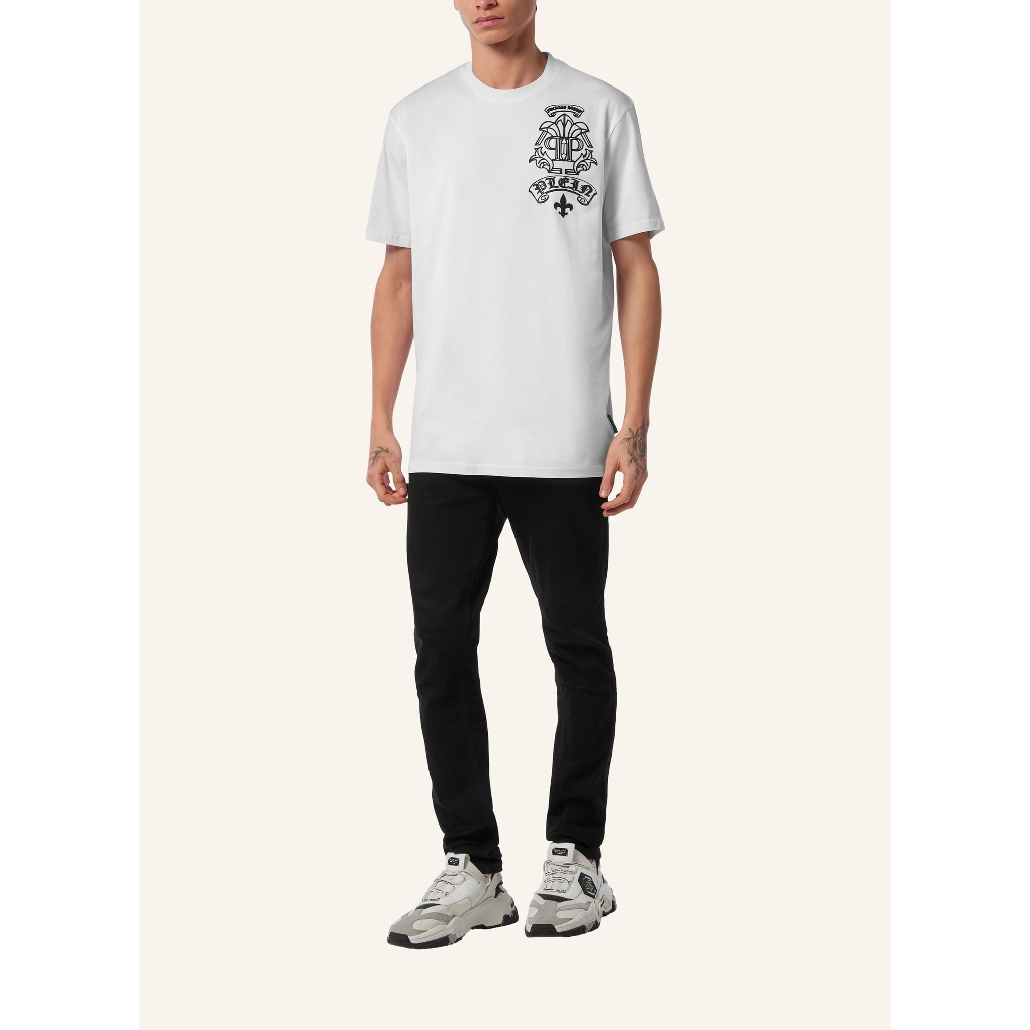 PHILIPP PLEIN Camiseta de cuello redondo y manga corta TATTOO