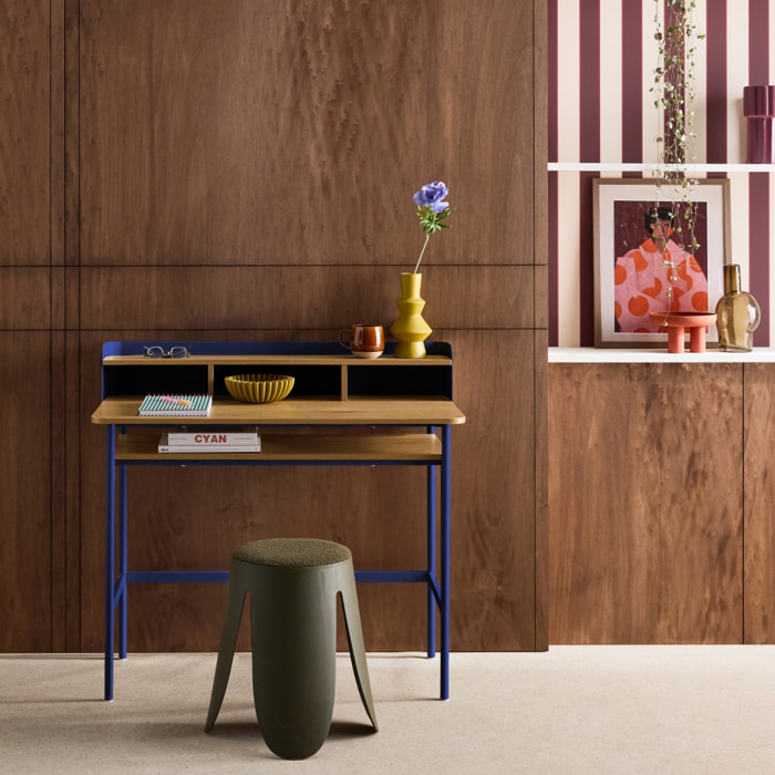 Bureau métal et décor bois 3 niches MOLTO