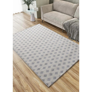 BARESA Alfombra geométrica con relieve en tonos crema y gris, varias medidas disponibles