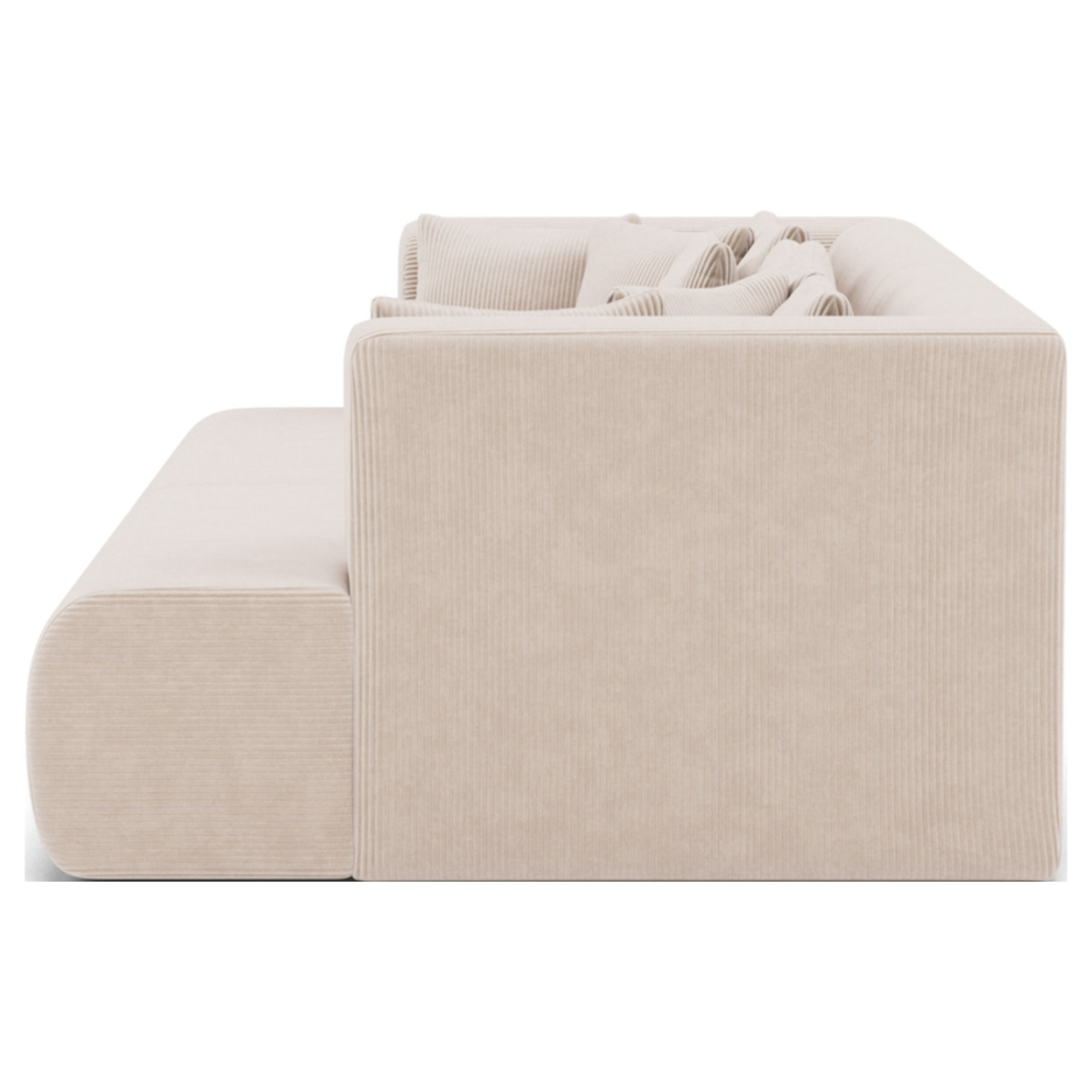Onyx - canapé droit 4 places avec double méridienne - assise profonde - en velours côtelé - Beige