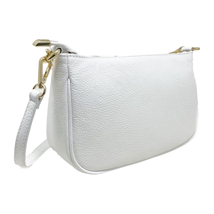 Chicca Borse - Tracollina Clutch Donna in Vera Pelle - Colore Bianco