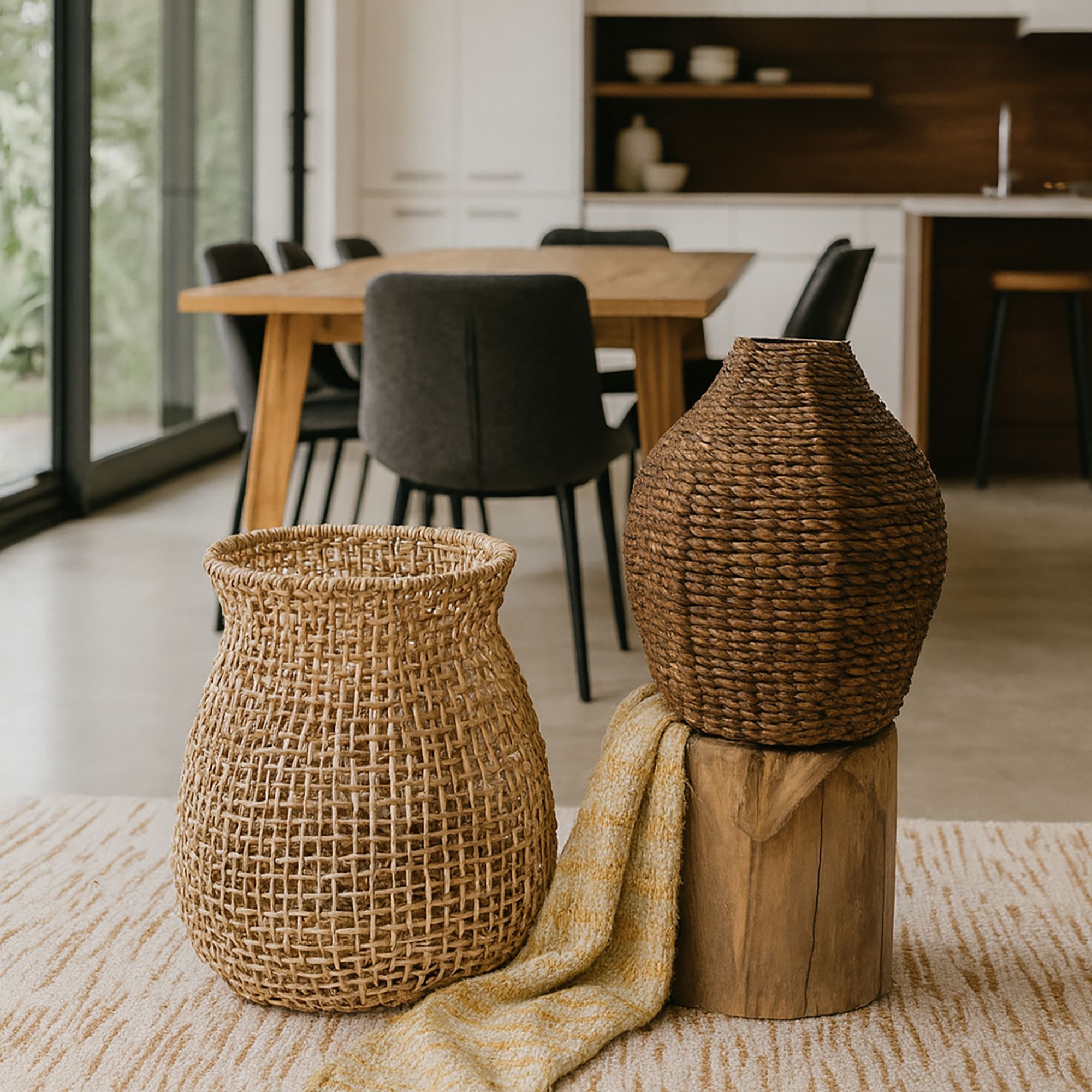 Panier/cache-pot en fibre naturelle h50cm