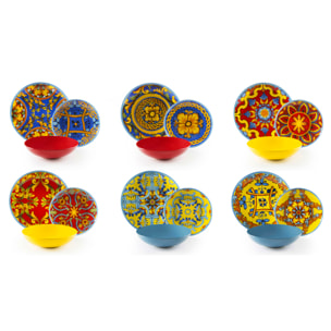 Servizio piatti 18 pezzi Excelsa – Trinacria, Porcellana Multicolore