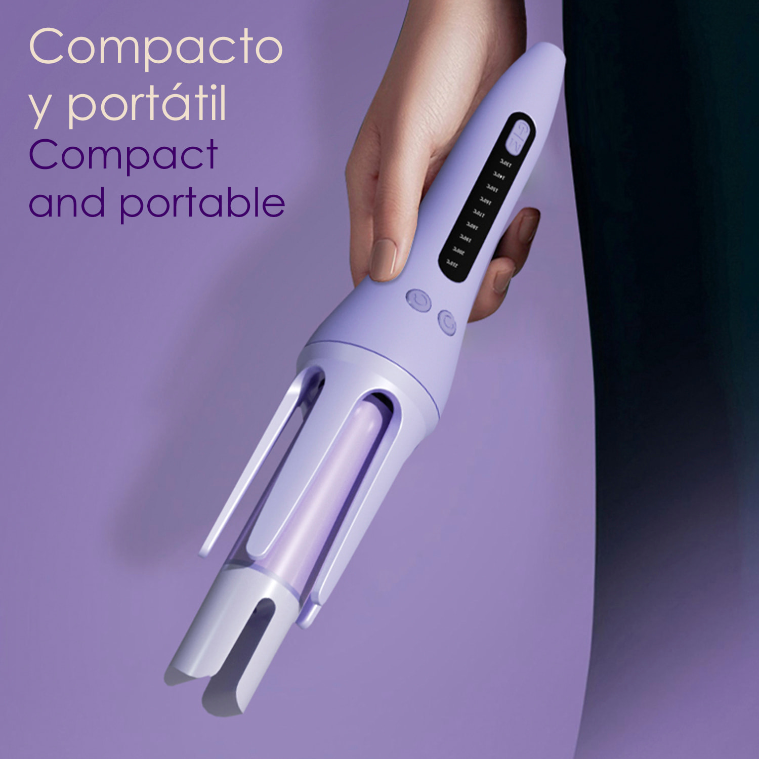 DAM Rizador de pelo. 9 intensidades. Funcionamiento sencillo. Compacto y portátil. 5,5x5,5x28,1 Cm. Color: Violeta