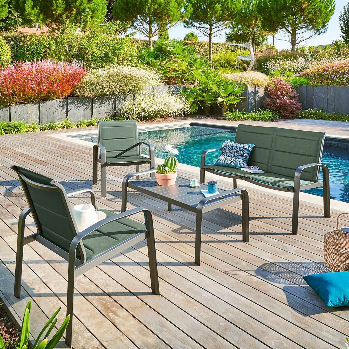 Salon de jardin Elyn Vert olive & Graphite
