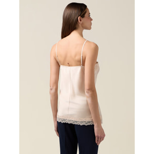 Oltre - Top lingerie in raso e pizzo - Beige