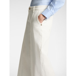 Elena Mirò - Pantaloni wide leg cropped - Bianco