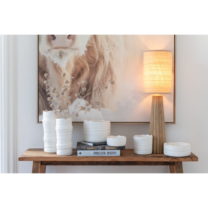 J-Line cache-pot Haut - porcelaine - blanc/or - small - Ø 13 cm