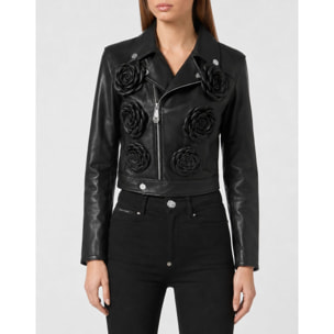 PHILIPP PLEIN Chaqueta biker de cuero FLOWER