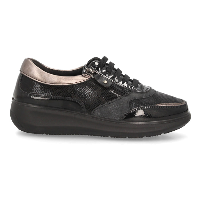 Zapatillas con cordones y cremallera lateral para mujer