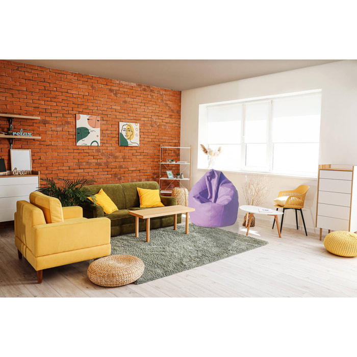 Pouf Azelia, Poltrona multiuso, Poltroncina sacco, Pouf poggiapiedi, Made in Italy, 70x70 h110 cm, Lilla