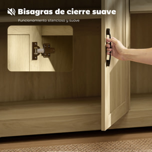 Aparador 3 Puertas, Aparador para Salón Moderno, con 2 Cajones, Estante Ajustable, para Comedor, Entrada, Dormitorio, Natural, 120x38x79 cm