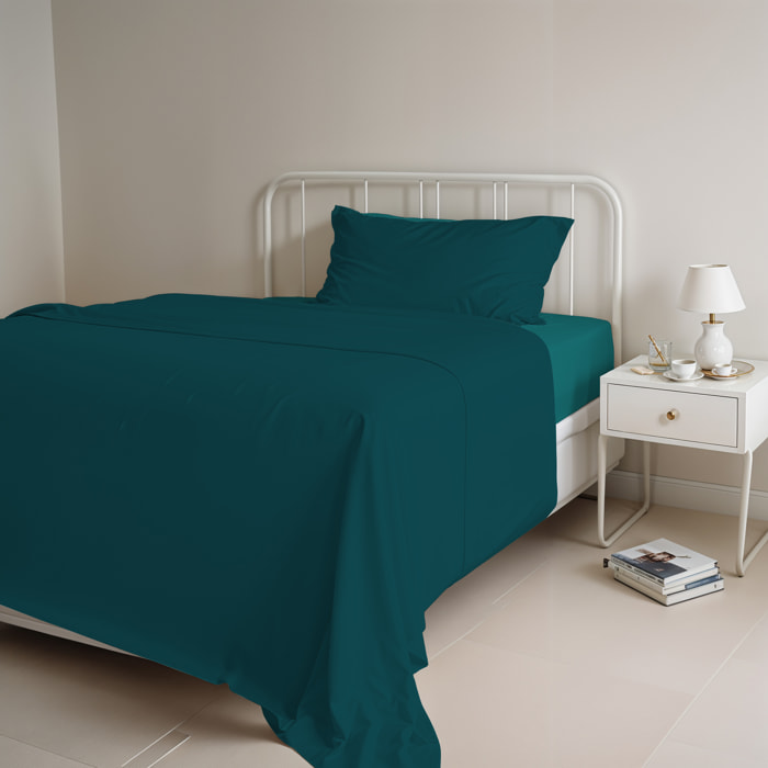 COMPLETO LETTO NATURAL COLOR, 100% COTONE - PIAZZA E MEZZA