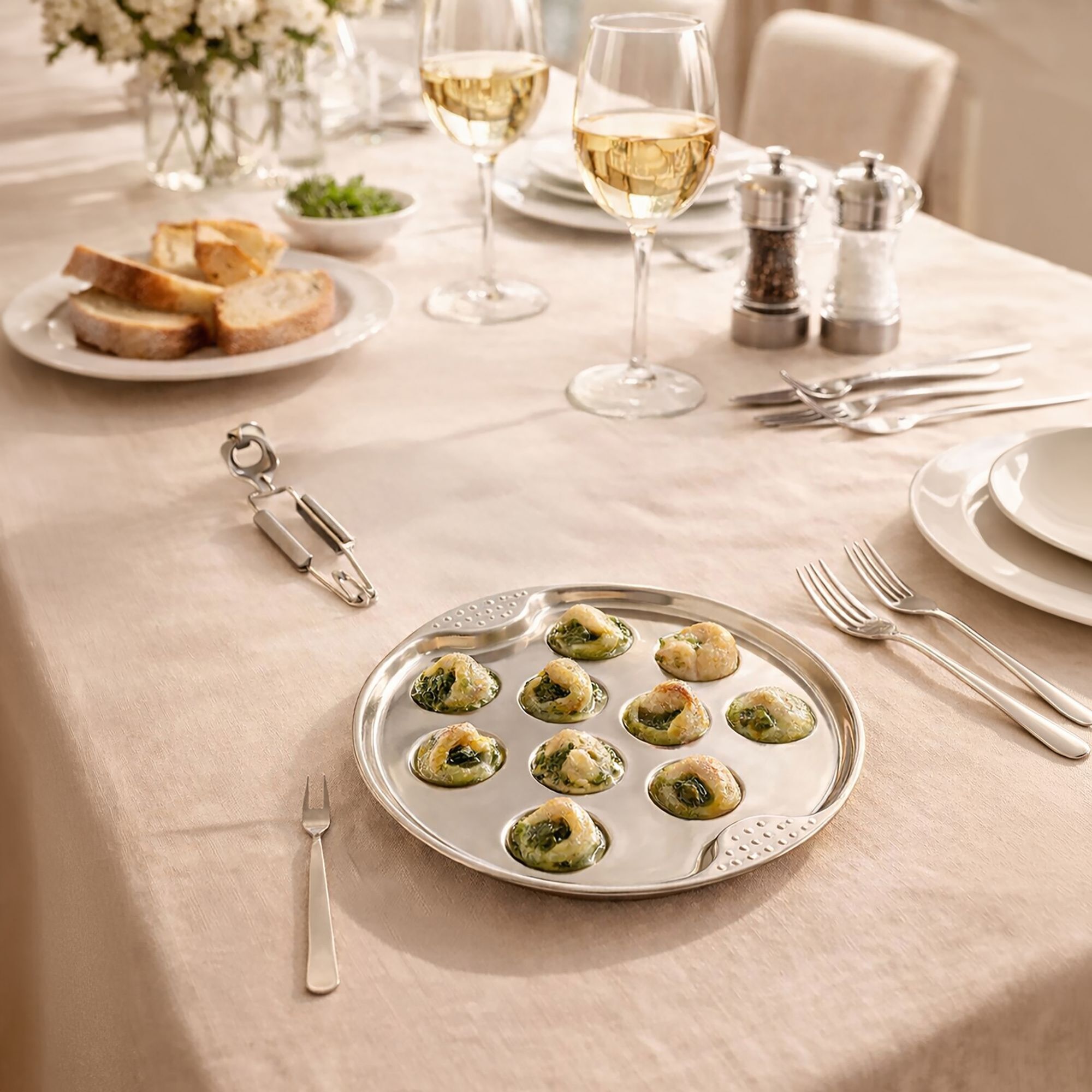 Service à escargot 18 pièces en inox ORIANE