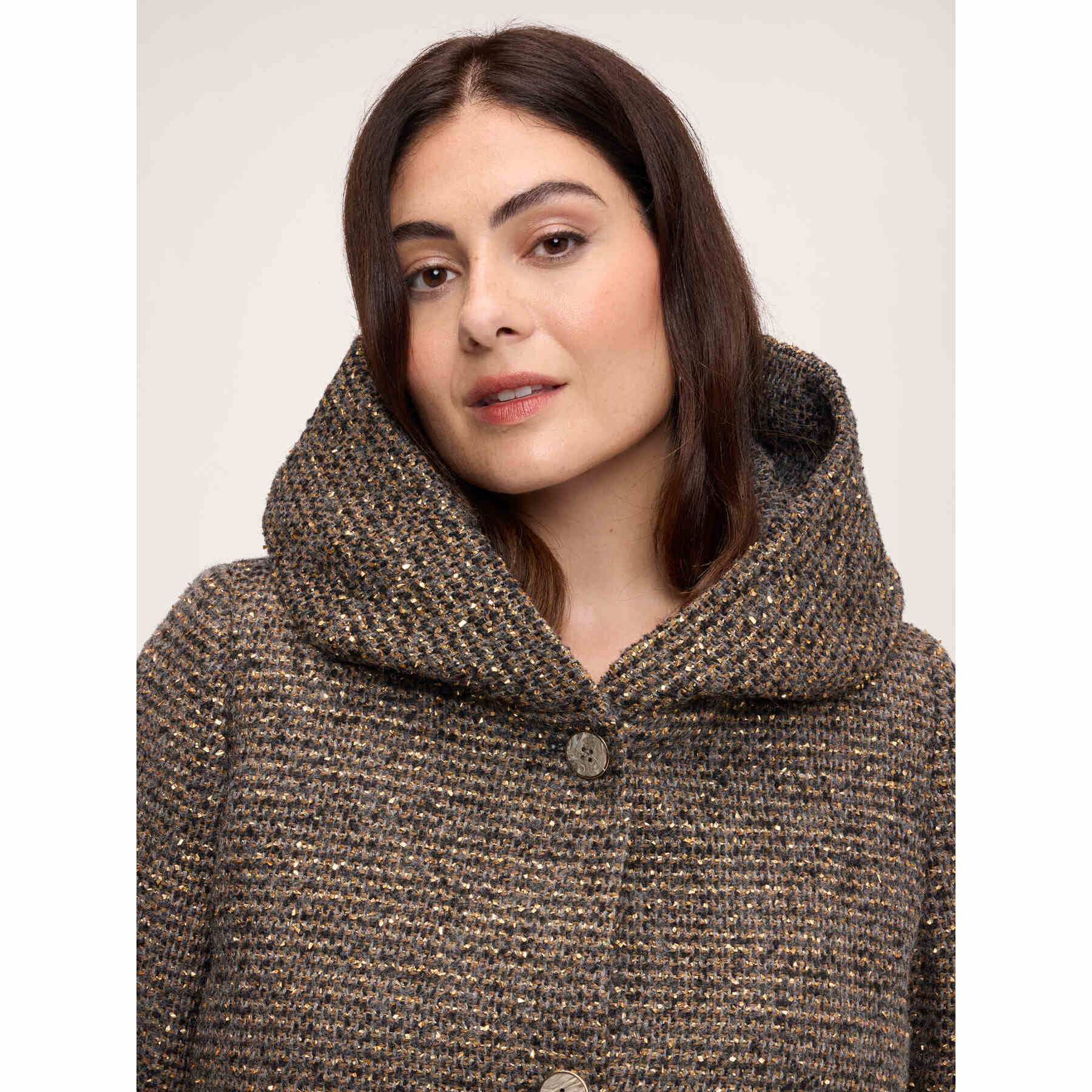 Fiorella Rubino - Giacca misto lana con filo lurex - Marrone