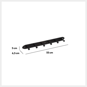 Patère 6 têtes métal noir