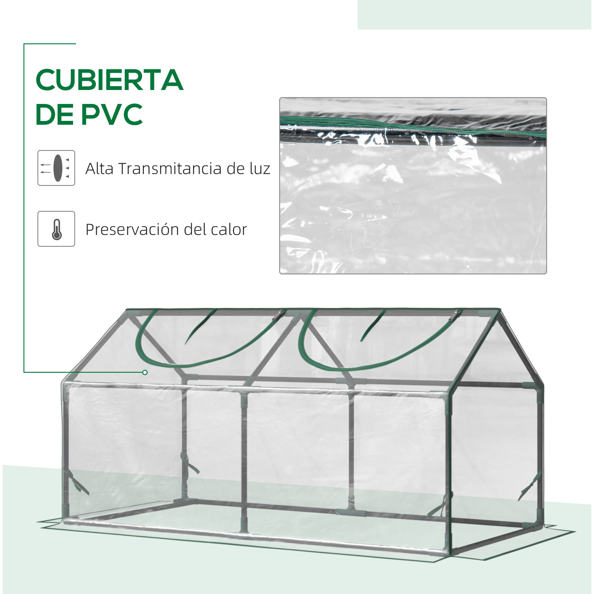 Invernadero de Terraza 120x60x60 cm Caseta de Jardín Acero con 2 Ventanas Enrollables Vivero Casero para Cultivo de Plantas Verduras Flores Transparente