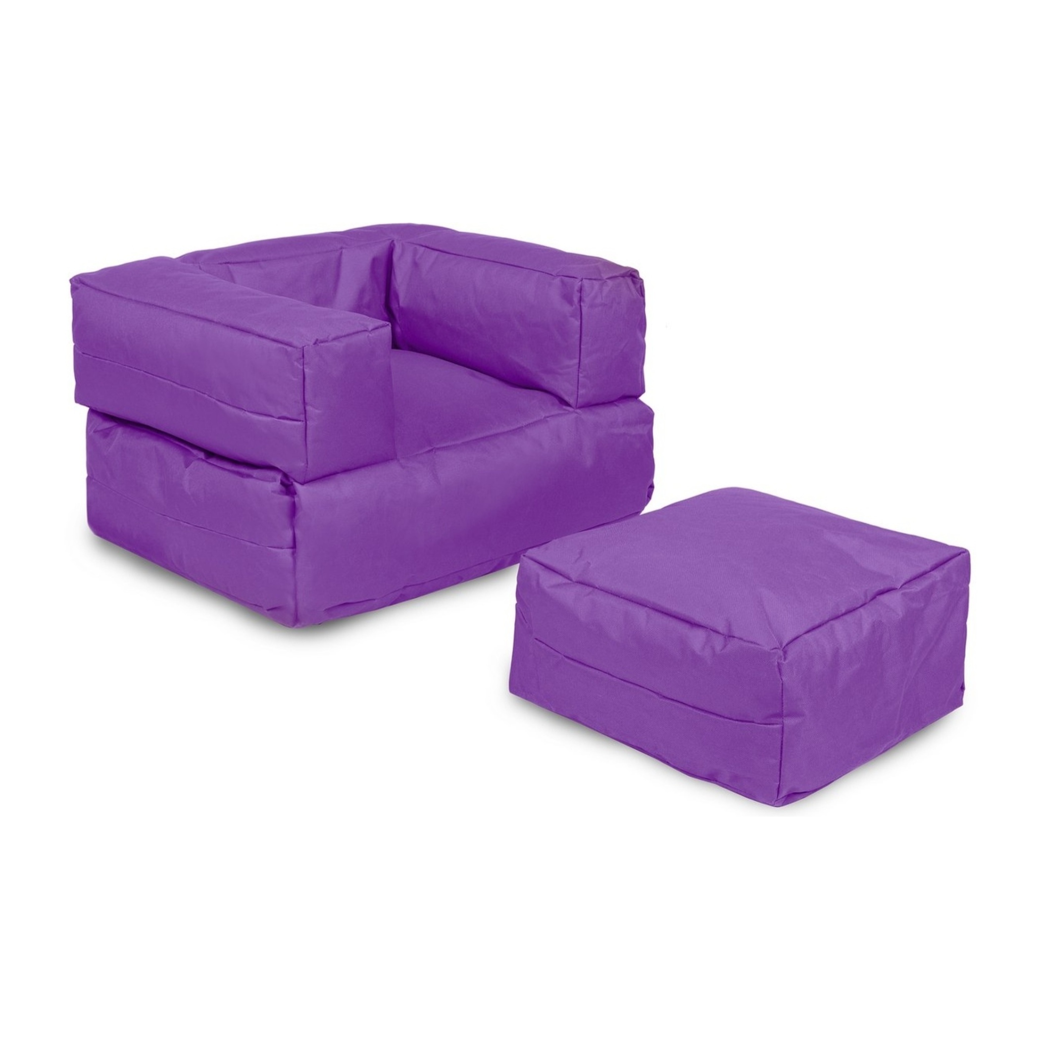 Sillón + puf para niños para exteriores morado