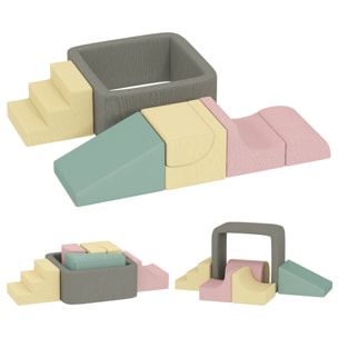 7 blocs de construction en mousse XXL revêtement tissu déhoussable - modules de motricité - multicolore