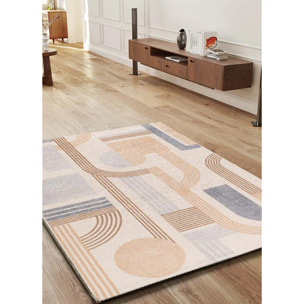 ASTRA Alfombra geométrica de pelo corto beige, varias medidas disponibles.