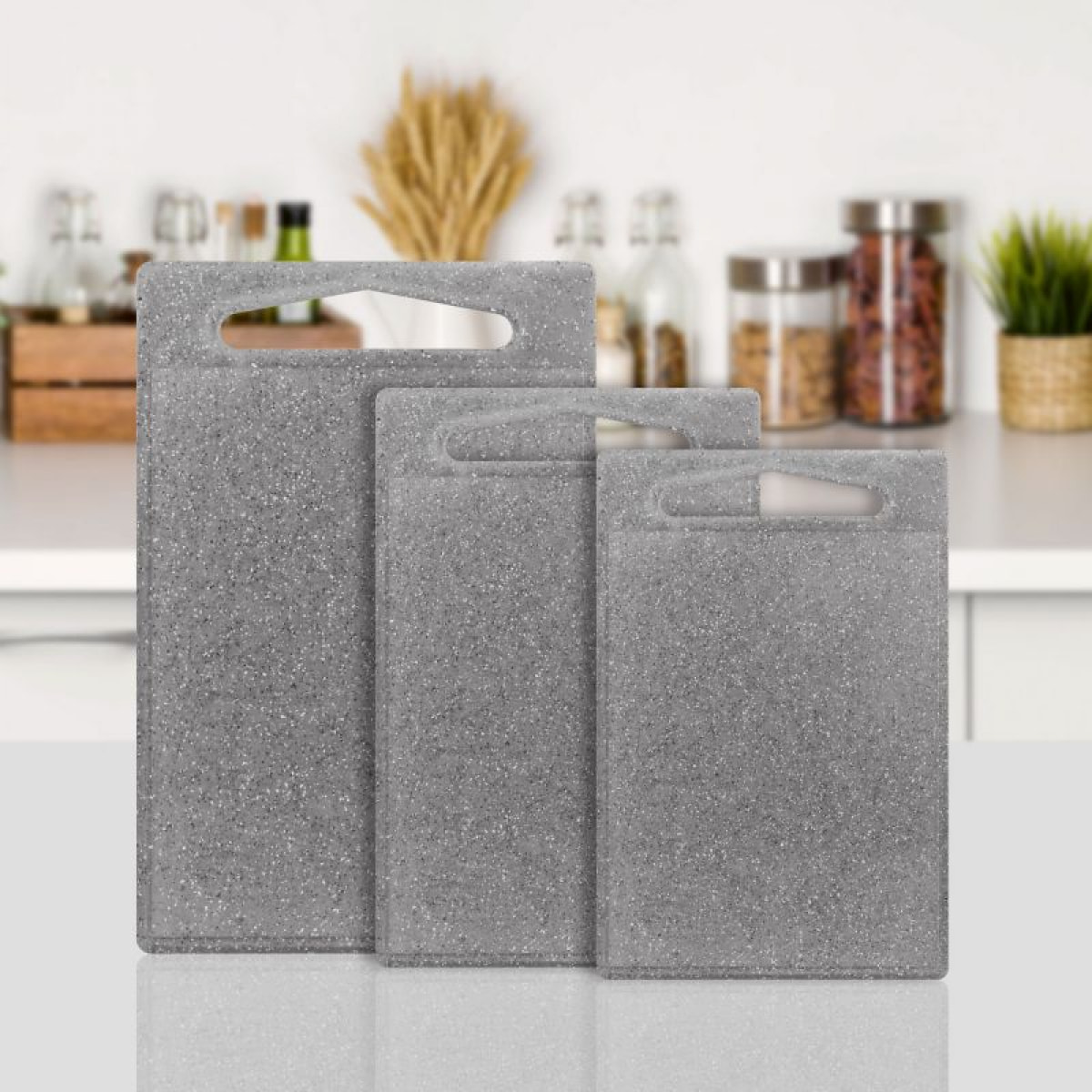 Ensemble 3 planches à découper aspect granit gris Classbach C-SB4012K-GRY