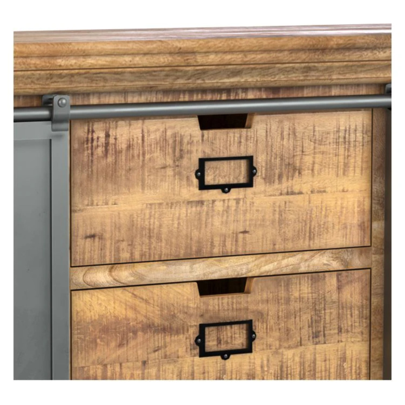 Buffet en bois 3 tiroirs 2 portes coulissantes en métal - Tabuk