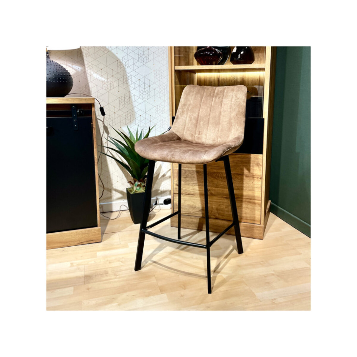 Tabouret de bar rembourré et capitonné en velours - EMMA 2