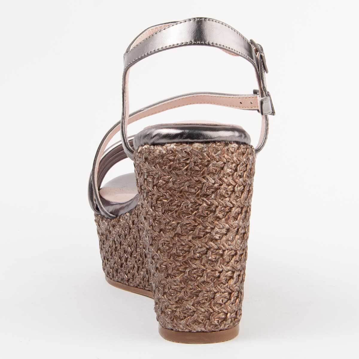 Sandalia De Cuña - Gris - Altura: 10 Cm