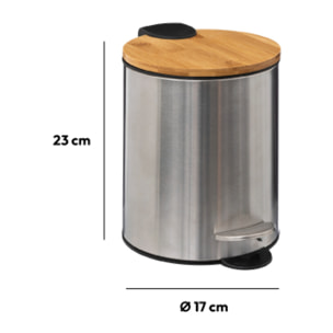 Poubelle métal Soft Close 3L Métal Bambou