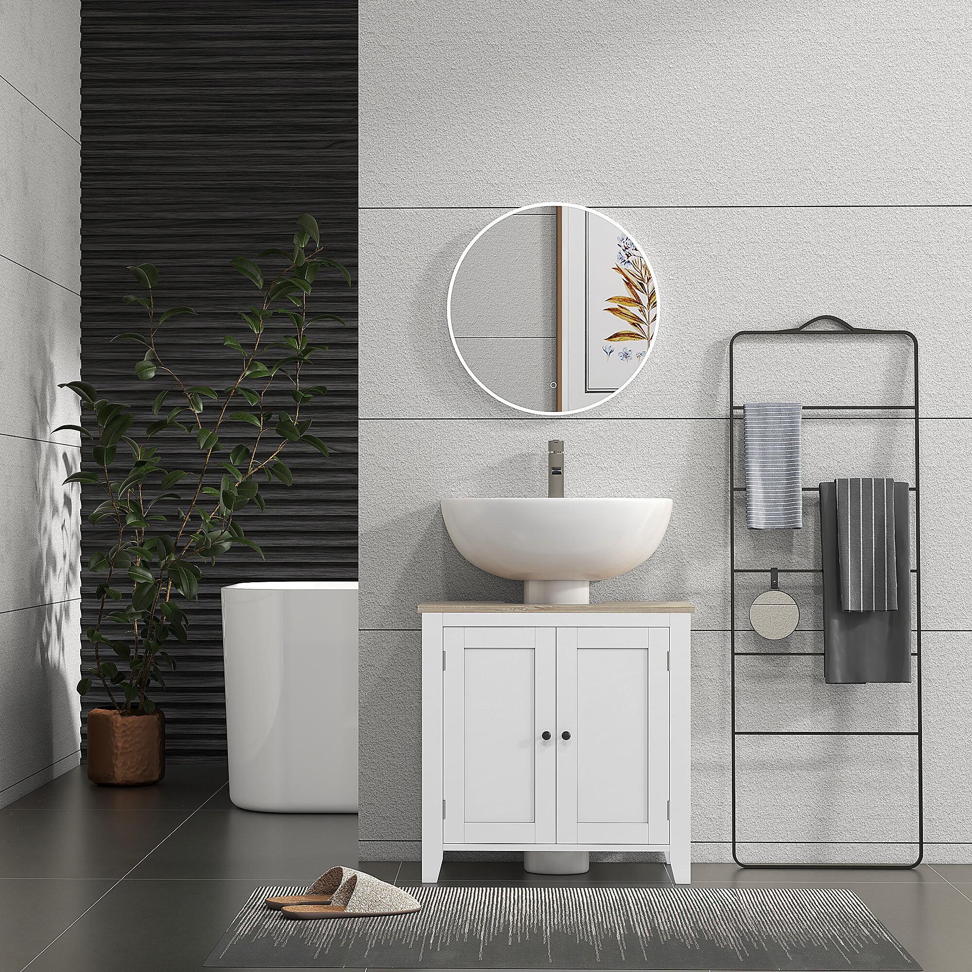 Mueble para Debajo del Lavabo Armario Lavabo con Pie Armario Bajo con 2 Puertas y Estante Ajustable Estilo Moderno 60x30x60 cm Blanco