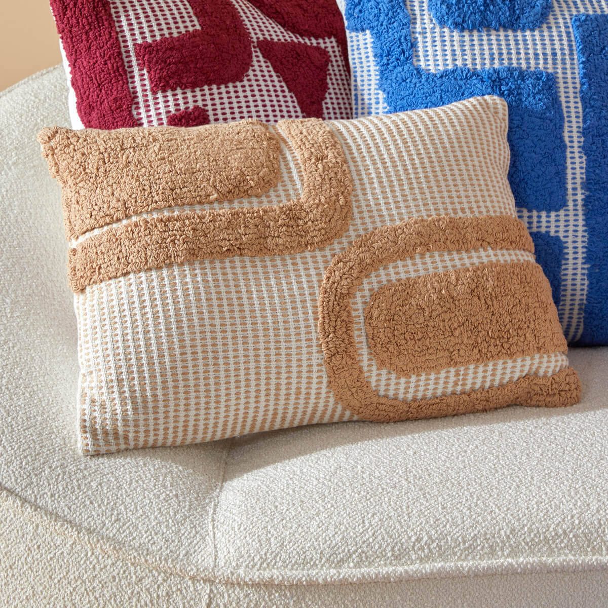 Coussin "Poppy" coton tufté lin 58x38cm