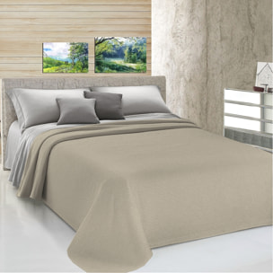 Copriletto copritutto tinto in filo tinta unita beige