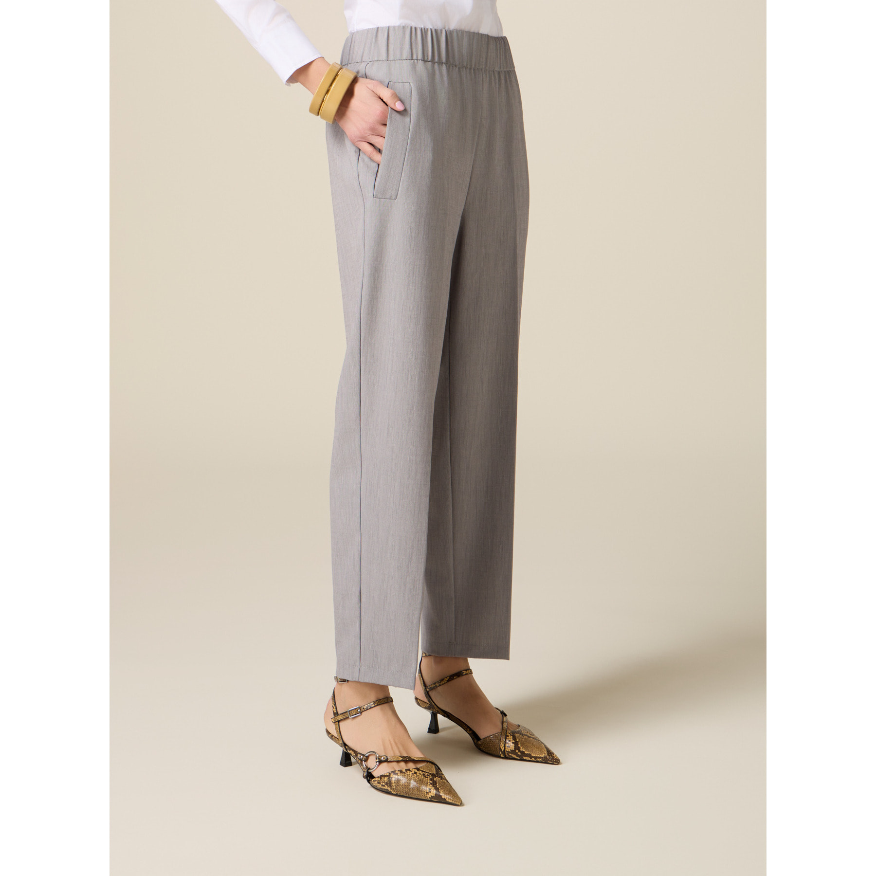 Oltre - Pantalones carrot en tejido mélange - Gris