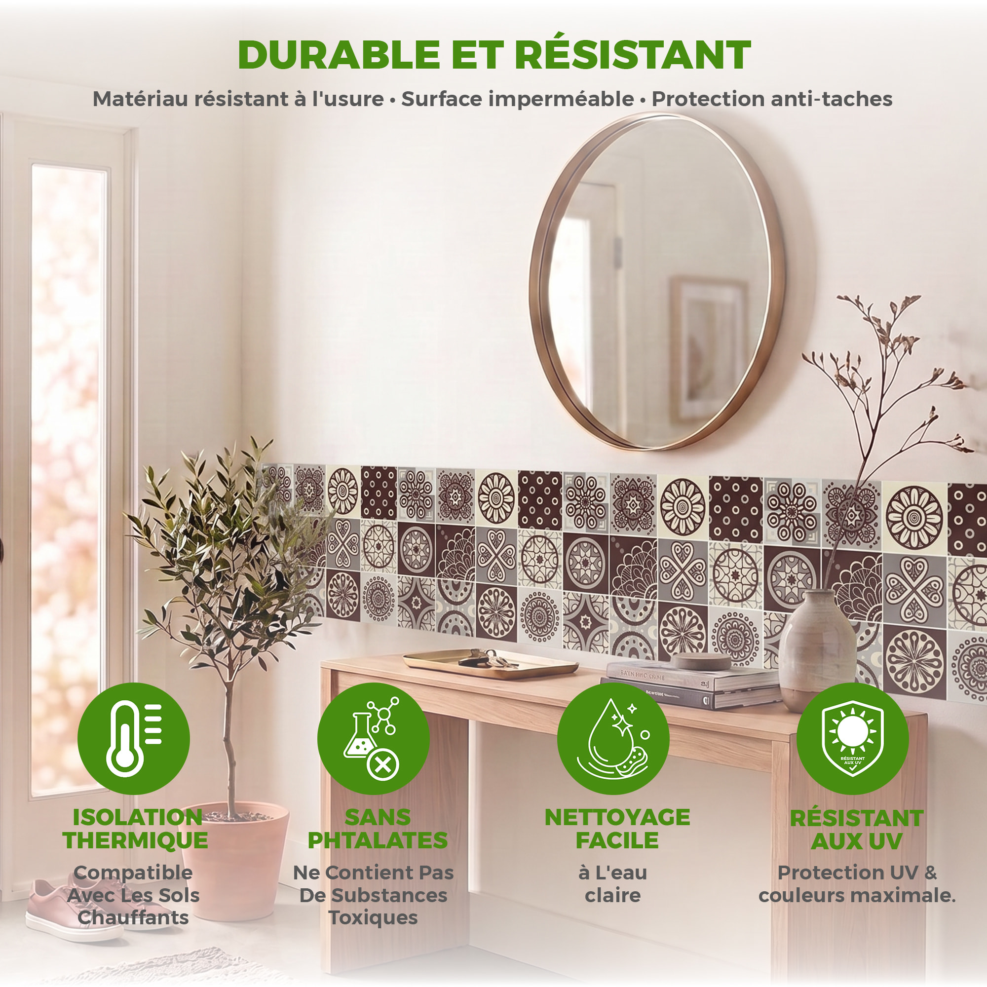Stickers muraux - Sticker Mural Carrelage adhésif Cuisine Salle de Bain - 12 STICKERS CARRELAGES AZULEJOS PISCO