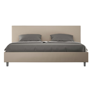 Cama con almacenaje acolchada 180x190 cuero sintético gris paloma Adele