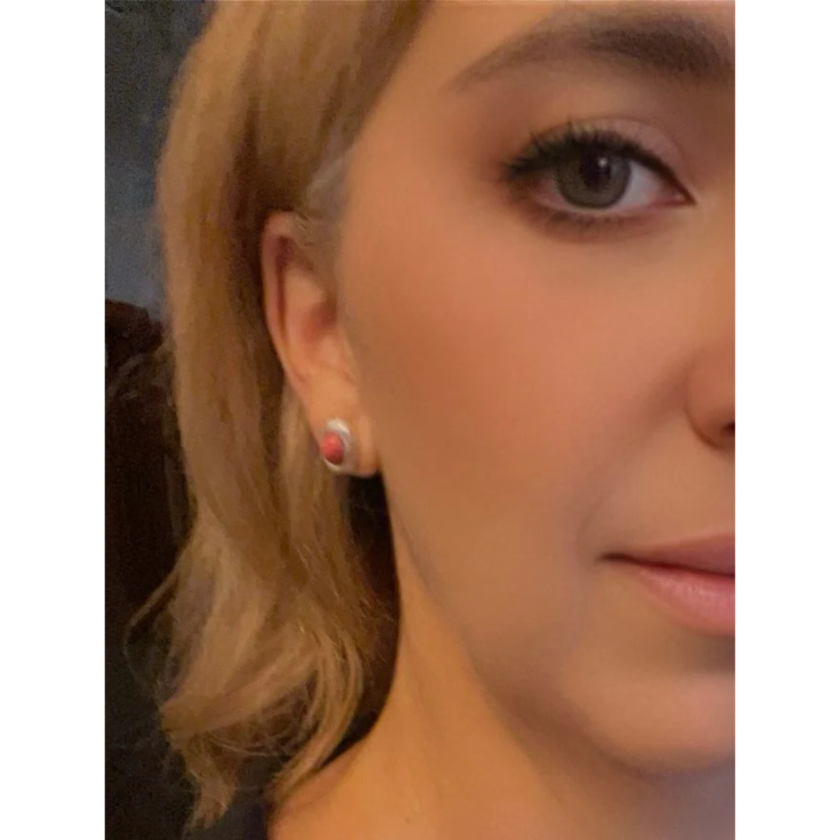 Pendiente plata 10µ chapado "básico" resina burdeos