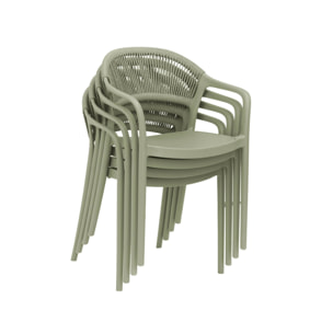 Chaise de jardin empilable avec effet corde (lot de 4) JOVIA