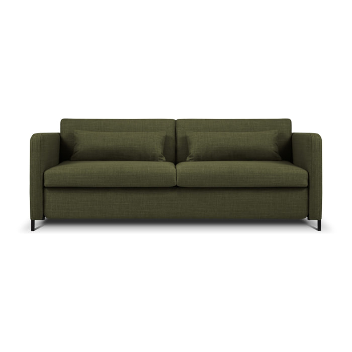 Canapé convertible "Yanis" 3 places en tissu structurel vert