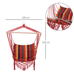 Chaise suspendue hamac de voyage respirant portable dim. 60L x 45l x 55H m coton polyester multicolore