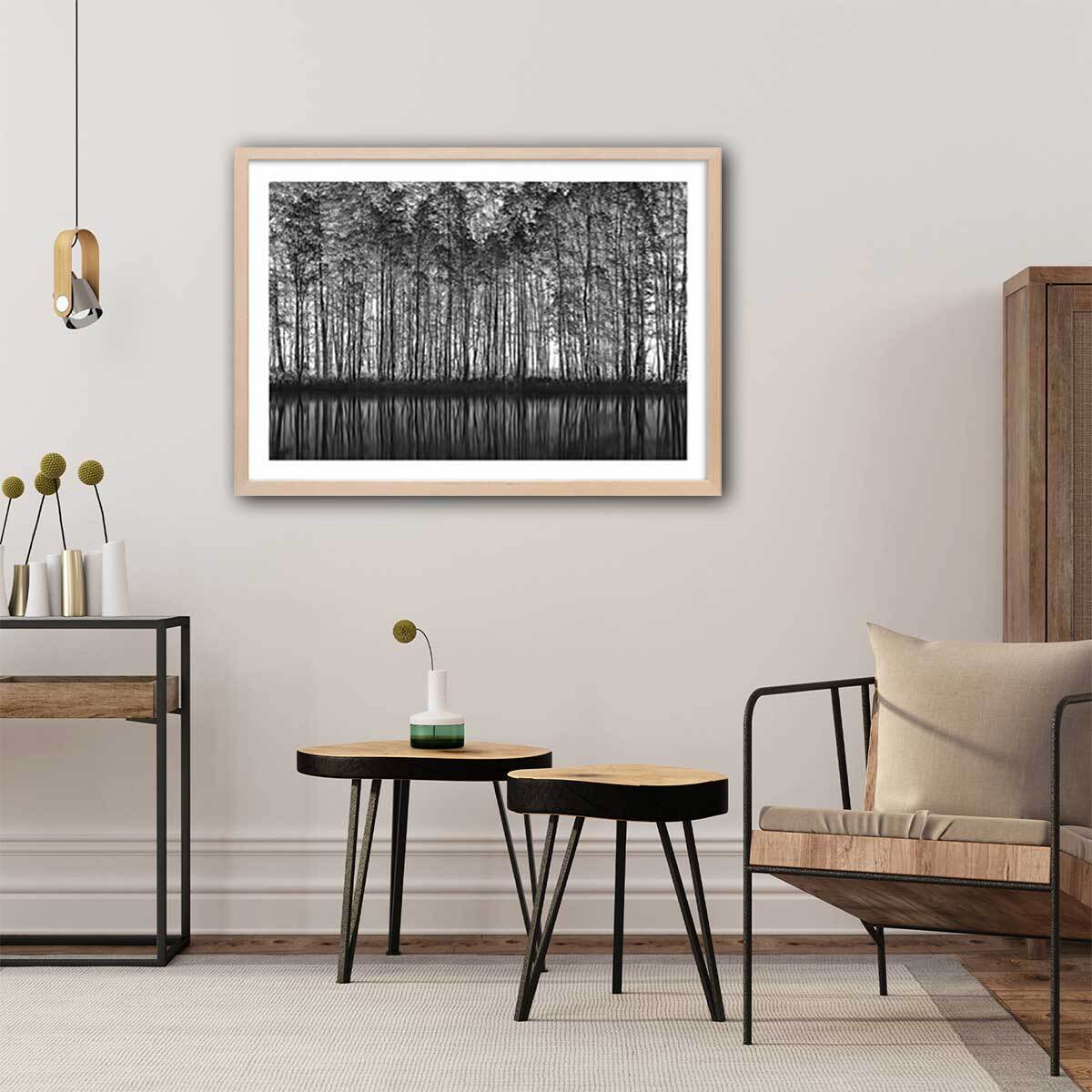 Affiche nature pointillisme Affiche + cadre en bois - Chêne